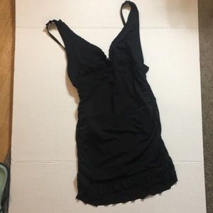 Jantzen Black One Piece Suit w Ruffled skirt Vneck